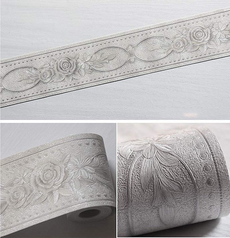 MULLSAN مُلْسَان شريط حائط مقاوم للماء من الروطان 3D بطول 5 أمتار سهل التطبيق (أبيض) - Image 4